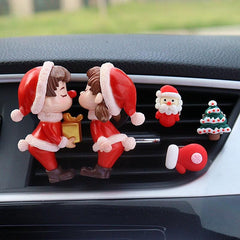 1PC Christmas Lovely Couple Girl Boy Car Air Vent Freshener Essential Oil Perfume Clip Scent Aromas Diffuser Auto Interior Decor - KinglyDay