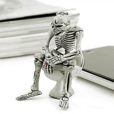 Creative Skull Toilet Purse Rubber Keychain Keyring Cool Car Interior Decorations Accessories Charm Pendant Halloween Gifts - KinglyDay