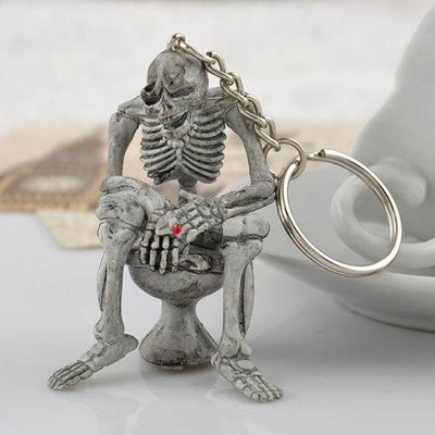 Creative Skull Toilet Purse Rubber Keychain Keyring Cool Car Interior Decorations Accessories Charm Pendant Halloween Gifts - KinglyDay