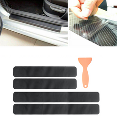 4/5PCS Carbon Fiber Car Door Plate Sill Scuff Cover Anti Scratch Sticker - KinglyDay