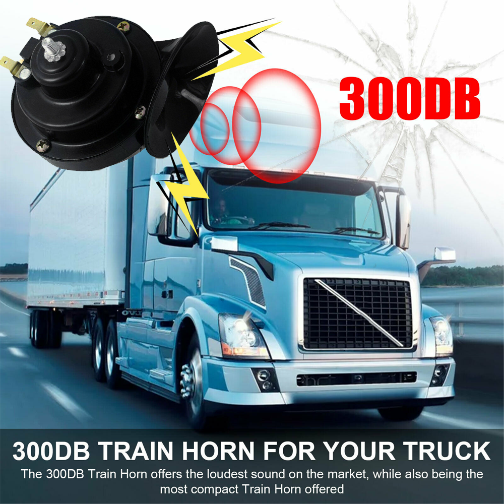 1 Pair 300DB Super Loud Train Horn for Truck Train Boat Car Air Electric Snail Single Horn Black - KinglyDay