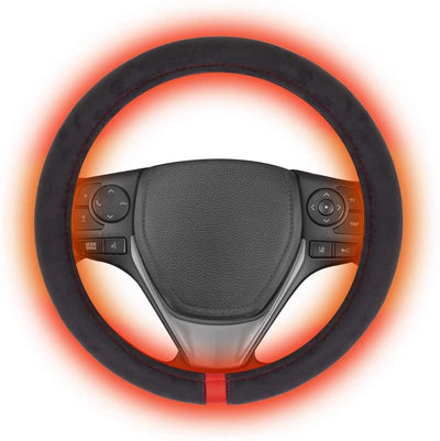 Warm Touch Heated Steering Wheel Cover Heats up Quickly - Universal Size 14.5-15.5" for Car Truck Van SUV - KinglyDay