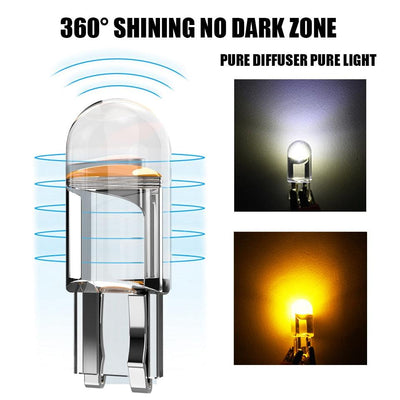 W5W Led T10 Car Light COB Glass 6000K White Auto Automobiles License Plate Lamp Dome Light Reading DRL Bulb Style 12V - KinglyDay