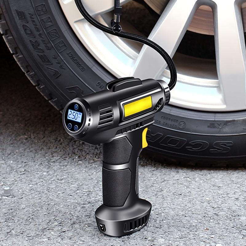 120W Portable Car Air Compressor, Wired/Wireless Handheld Car Inflatable Pump Electric,Automobiles Tire Inflator With LED Light For Car - KinglyDay