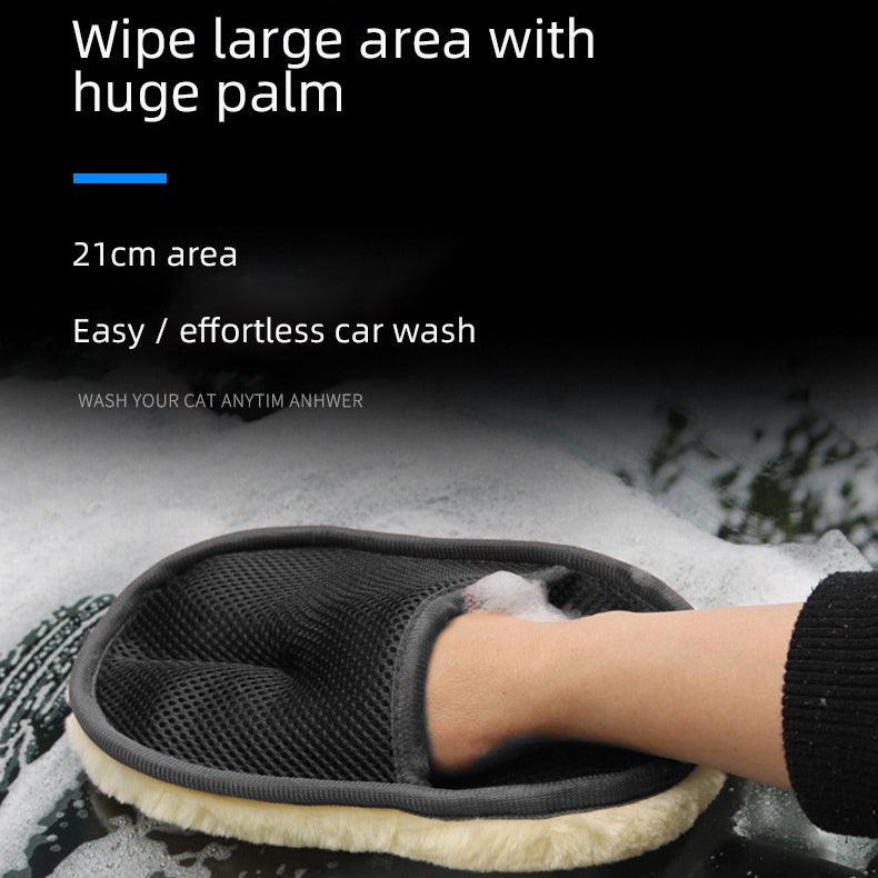 Car Wash Wool Gloves Thickened Fleece-Lined Wool Plush Car Cleaning Gloves Car Velvet Beauty Car Wash Supplies - KinglyDay