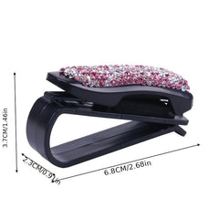 Rhinestone Crystal Glasses Clip Car Sun Visor Glasses Bracket For Woman Glasses Holder Auto Interior Accessories - KinglyDay