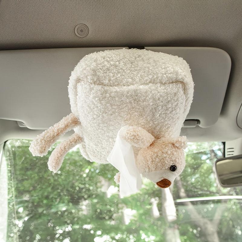 Cute Cartoon Tissue Box Cover,Women Car Accessories Creative Animal Doll Tissue Box Cover, Hangings Bag For Car Dormitory Bedroom Kitchen Bathroom - KinglyDay