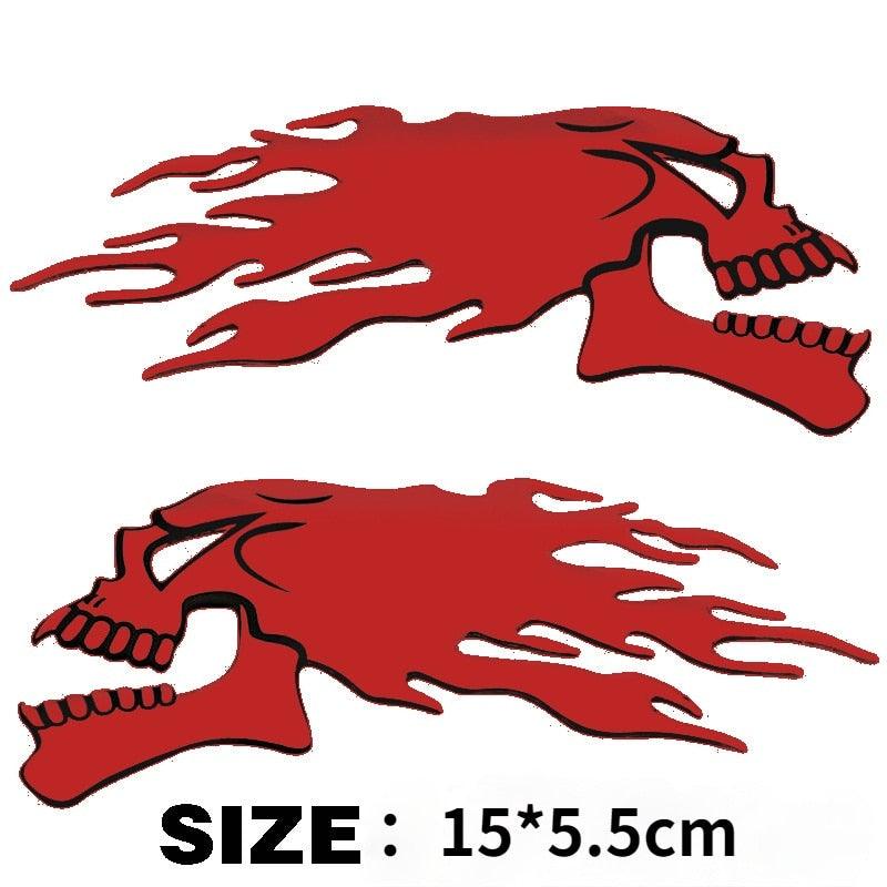 2Pcs/Pair Halloween 3D Silver Chrome Ghost Skull Head Auto Motorcycle Car Sticker Car Styling Decoration Emblem Decals Stickers - KinglyDay