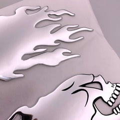 2Pcs/Pair Halloween 3D Silver Chrome Ghost Skull Head Auto Motorcycle Car Sticker Car Styling Decoration Emblem Decals Stickers - KinglyDay