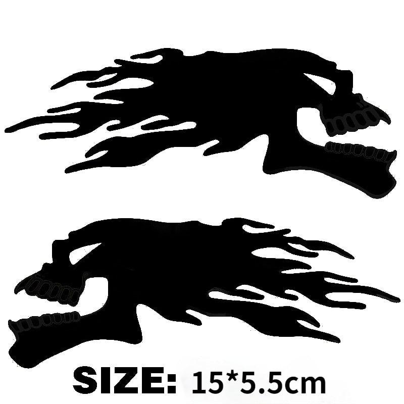 2Pcs/Pair Halloween 3D Silver Chrome Ghost Skull Head Auto Motorcycle Car Sticker Car Styling Decoration Emblem Decals Stickers - KinglyDay