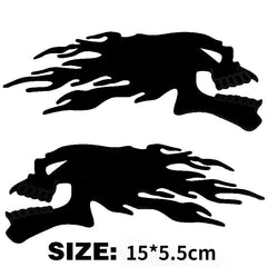 2Pcs/Pair Halloween 3D Silver Chrome Ghost Skull Head Auto Motorcycle Car Sticker Car Styling Decoration Emblem Decals Stickers - KinglyDay