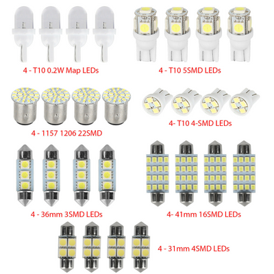 28PCS Auto Car Interior LED Light Dome License Plate Mixed Lamp Set Accessories - KinglyDay