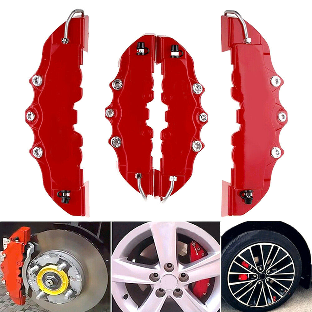 4PCS Red 3D Auto Car Disc Brake Caliper Covers Front & Rear Wheels Accessories Kit - KinglyDay