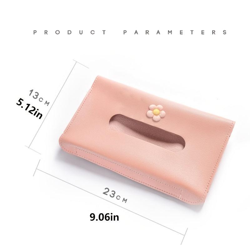 1pc Car Sun Visor Tissue Box, Car Hanging Tissue Box, PU Leather Napkin Case Holder Car Accessories For Women Ladies - KinglyDay