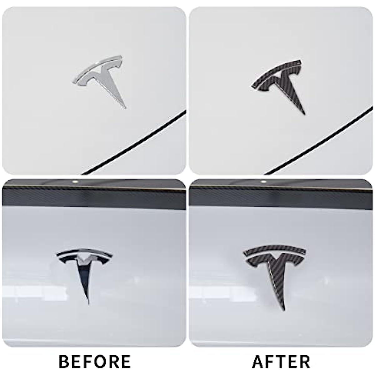 Tesla Model Y Accessories Tesla Emblem Sticker 2PCS/Set for Front Trunk/Rear Trunk Logo Decal Cover - KinglyDay