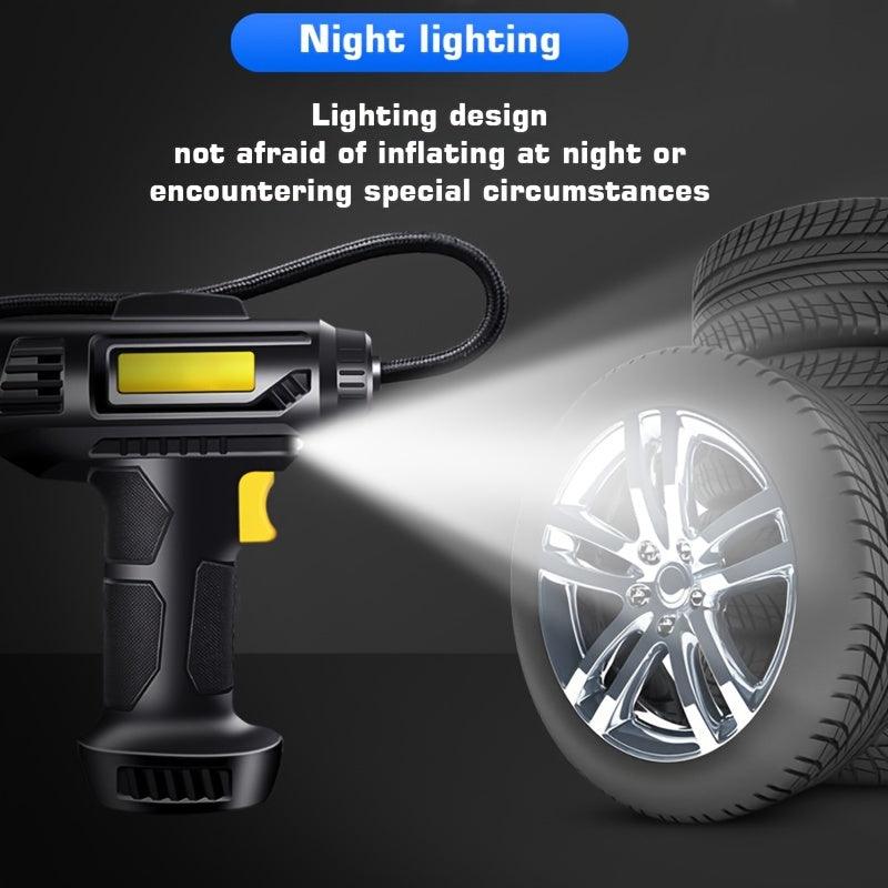 120W Portable Car Air Compressor, Wired/Wireless Handheld Car Inflatable Pump Electric,Automobiles Tire Inflator With LED Light For Car - KinglyDay