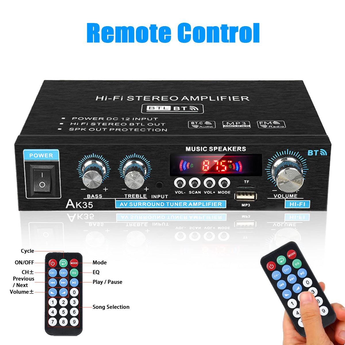 800W Hifi Stereo Bluetooth Amplifier for Home & Car with Remote & LCD Display - KinglyDay