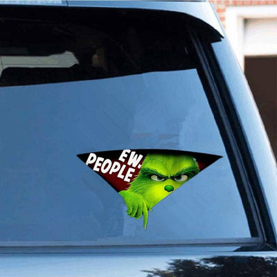 3D Green Haired Monster Christmas Car Cracked Car Decal Sticker Waterproof Easy Install PVC Vinyl Home Decoration - KinglyDay