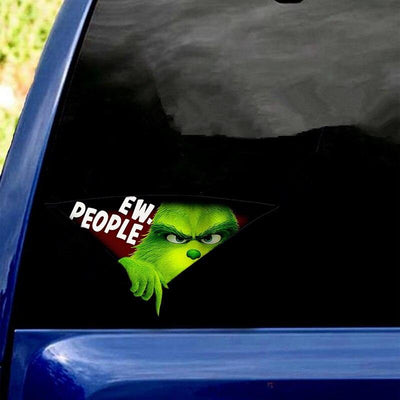 3D Green Haired Monster Christmas Car Cracked Car Decal Sticker Waterproof Easy Install PVC Vinyl Home Decoration - KinglyDay