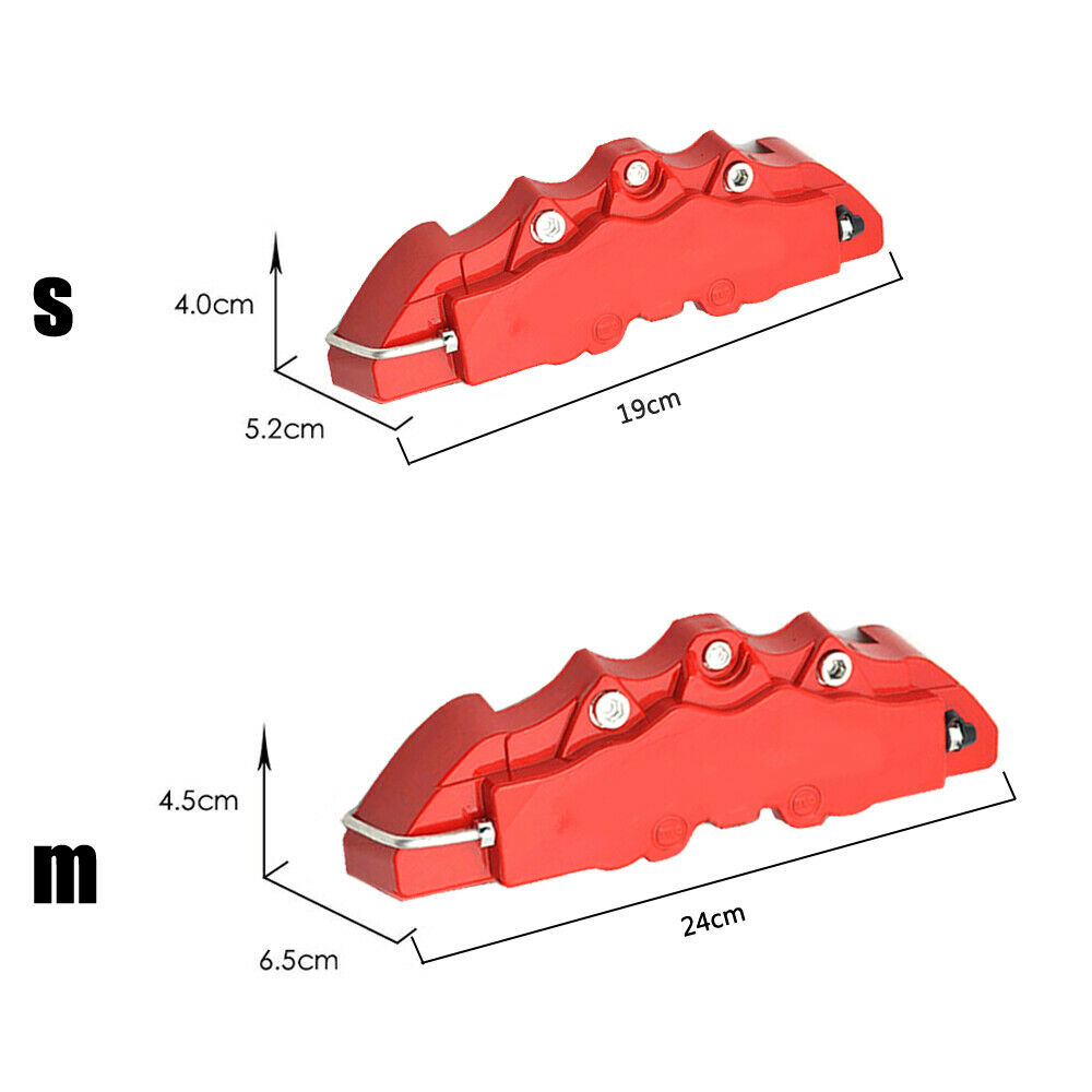 4PCS Red 3D Auto Car Disc Brake Caliper Covers Front & Rear Wheels Accessories Kit - KinglyDay