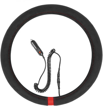 Warm Touch Heated Steering Wheel Cover Heats up Quickly - Universal Size 14.5-15.5" for Car Truck Van SUV - KinglyDay