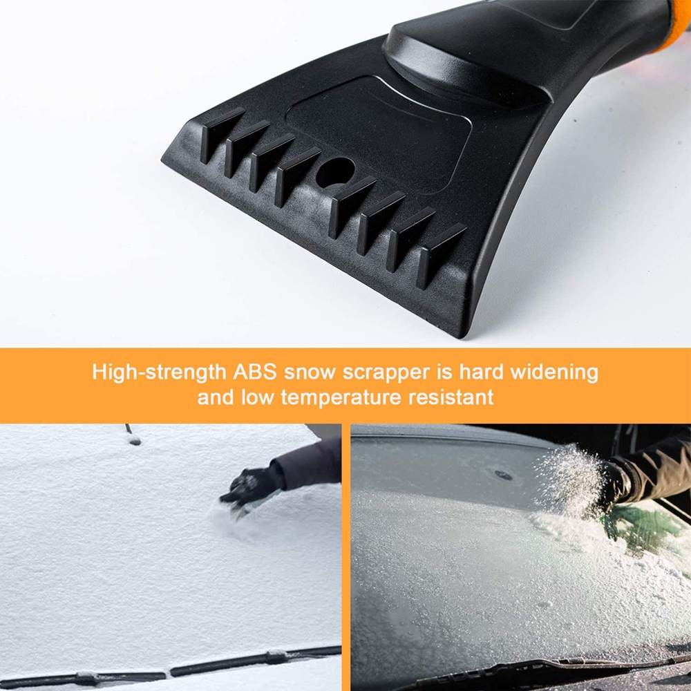 27" Snow Brush and Detachable Ice Scraper with Ergonomic Foam Grip for Cars, Trucks, SUVs - KinglyDay