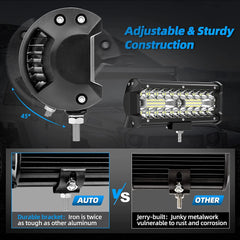 2PCS 7 Inch 240W 24000LM LED Light Bar - High Intensity LED Pods for Off-Road, Truck, Jeep, and More - KinglyDay