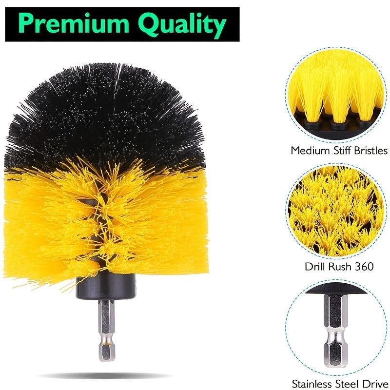 Drill Brush Power Scrubber Cleaning Brush - Extended Long Attachment Set, All-Purpose Drill Scrub Brushes & Car Polishing Pad Kit - KinglyDay