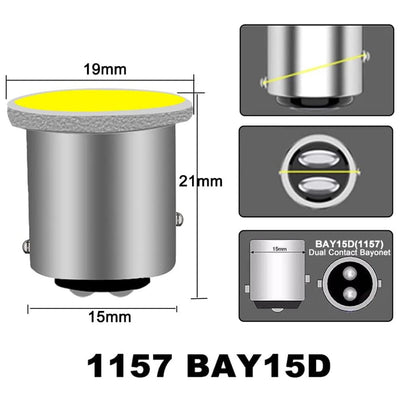 1156 BA15S P21W 1157 BAY15D P21 5W COB Car Led Light Turn Signal Lamp Interior Brake Light Car Reverse Parking Super Bright 12V Motorcycle White Blue - KinglyDay