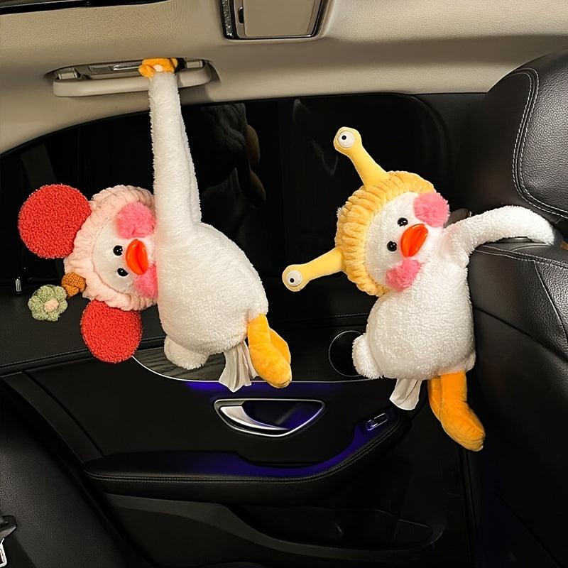 Car Tissue Box, Creative Cute Car Automotive Cartoon Headband Duck Tissue Bag Armrest Box Tissue Holder Organizer Car Accessories Women - KinglyDay