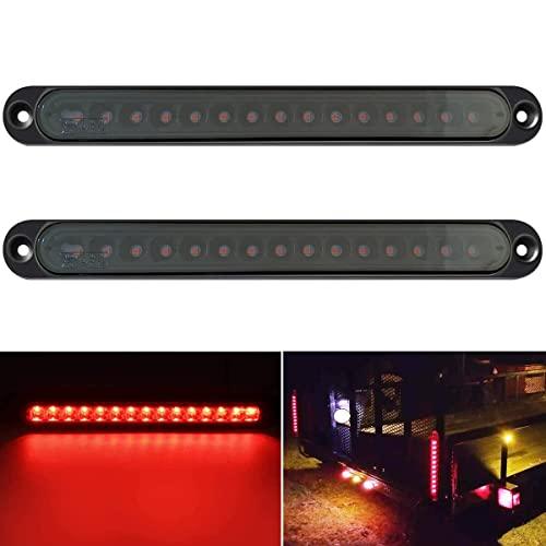 2 Pack 10" 15 LED Trailer Brake Tail Light Bar Stop Turn Tail Lights Assembly Identification Clearance Strip Red Light Waterproof for Truck RV UTV ATV Duty Marine Boats Trucks Pickups - KinglyDay