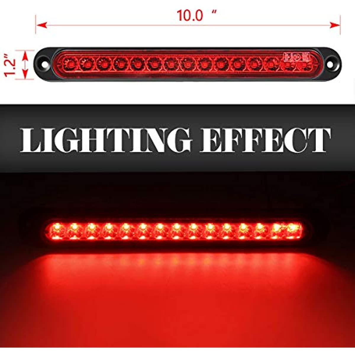 2 Pack 10" 15 LED Trailer Brake Tail Light Bar Stop Turn Tail Lights Assembly Identification Clearance Strip Red Light Waterproof for Truck RV UTV ATV Duty Marine Boats Trucks Pickups - KinglyDay