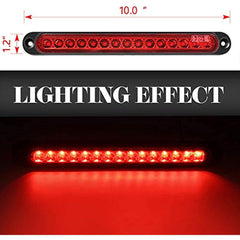 2 Pack 10" 15 LED Trailer Brake Tail Light Bar Stop Turn Tail Lights Assembly Identification Clearance Strip Red Light Waterproof for Truck RV UTV ATV Duty Marine Boats Trucks Pickups - KinglyDay