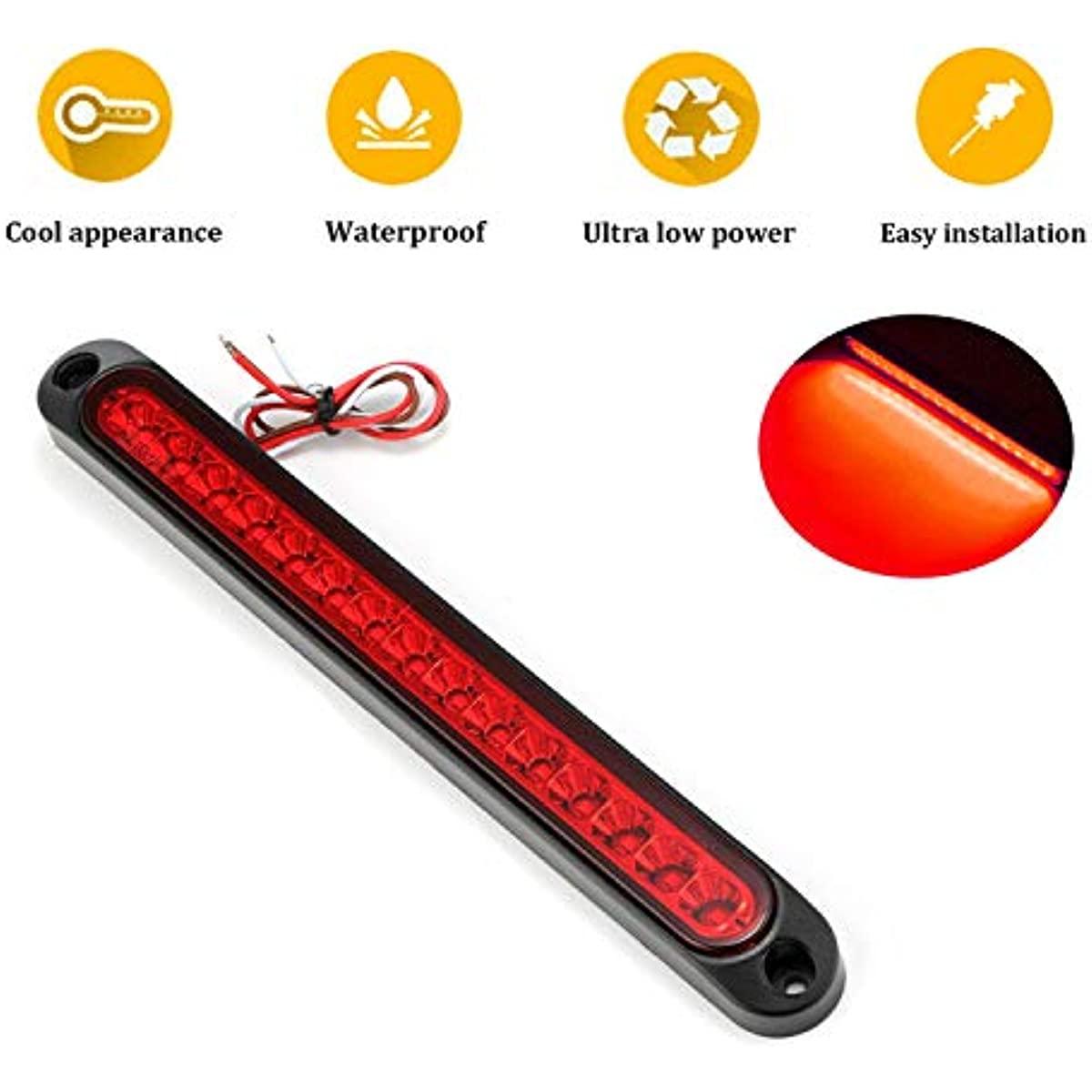 2 Pack 10" 15 LED Trailer Brake Tail Light Bar Stop Turn Tail Lights Assembly Identification Clearance Strip Red Light Waterproof for Truck RV UTV ATV Duty Marine Boats Trucks Pickups - KinglyDay