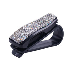 Rhinestone Crystal Glasses Clip Car Sun Visor Glasses Bracket For Woman Glasses Holder Auto Interior Accessories - KinglyDay