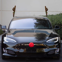 Kinglyday Car Reindeer Antlers Rudolph Red Nose Universal Fit Christmas Holiday - KinglyDay