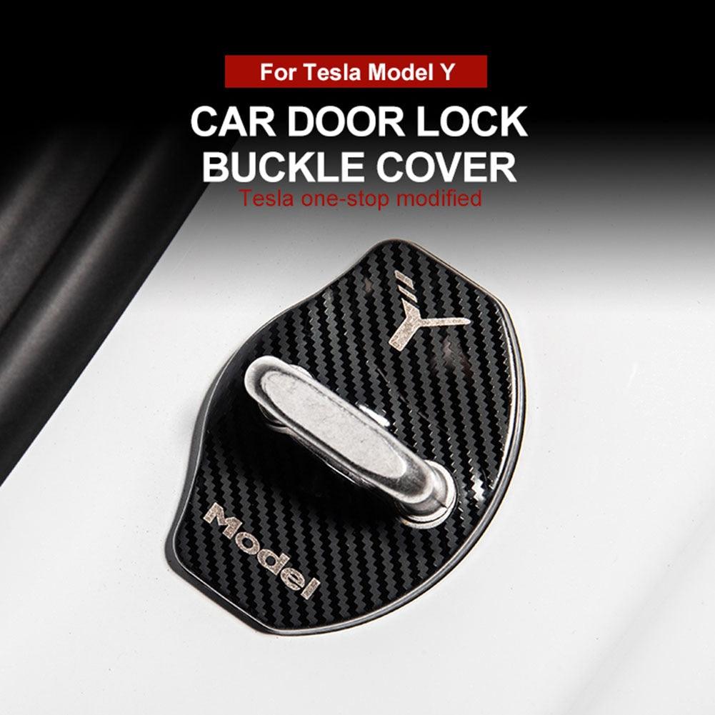 4Pcs Metal Car Door Lock Protect Buckle Covers Accessories For Tesla Model 3 Coil Roadster Model S Model Y Model X Decoration - KinglyDay