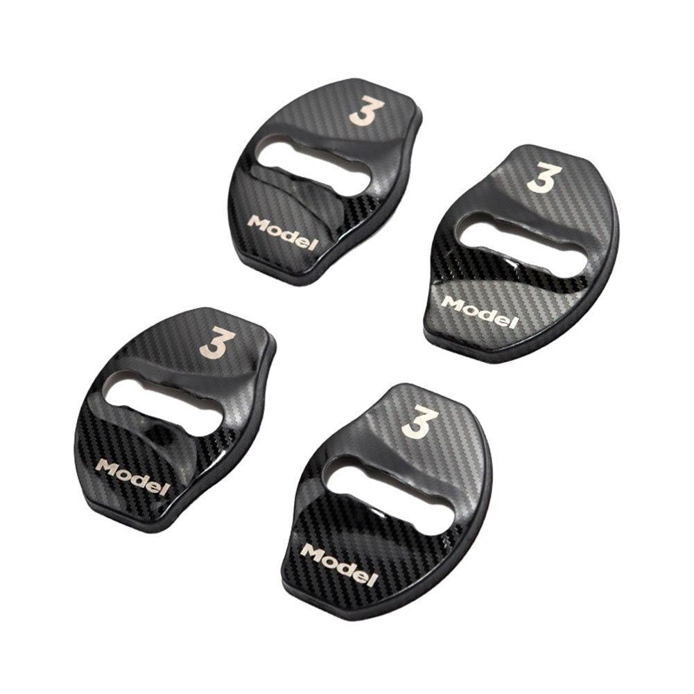 4Pcs Metal Car Door Lock Protect Buckle Covers Accessories For Tesla Model 3 Coil Roadster Model S Model Y Model X Decoration - KinglyDay