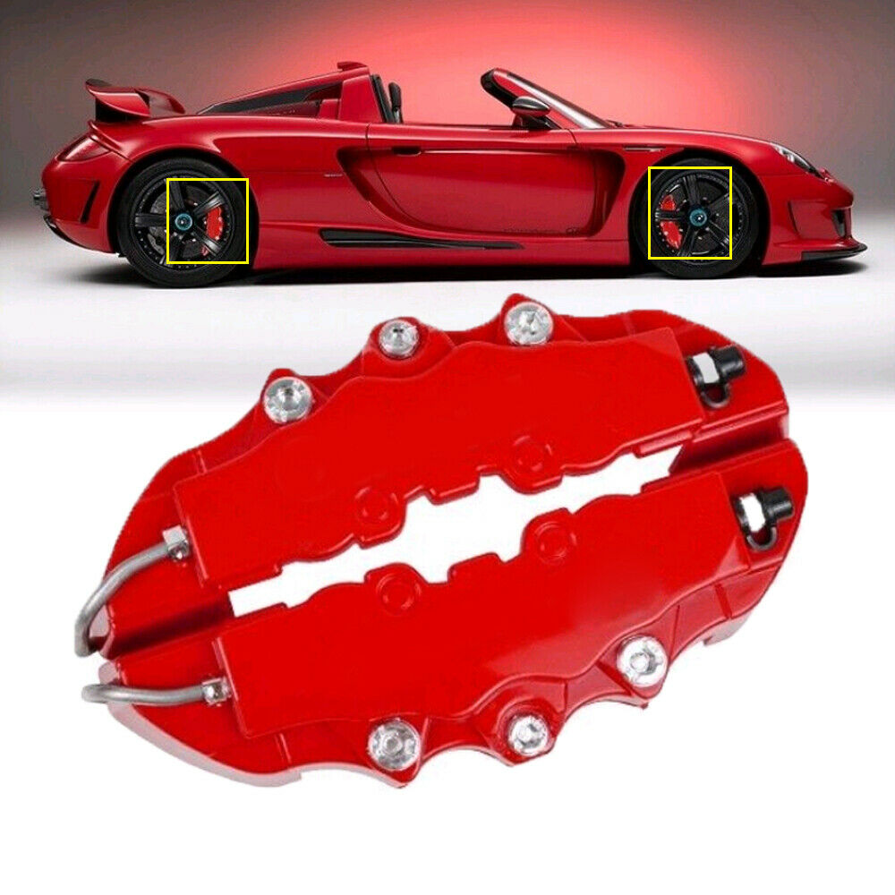 4PCS Red 3D Auto Car Disc Brake Caliper Covers Front & Rear Wheels Accessories Kit - KinglyDay