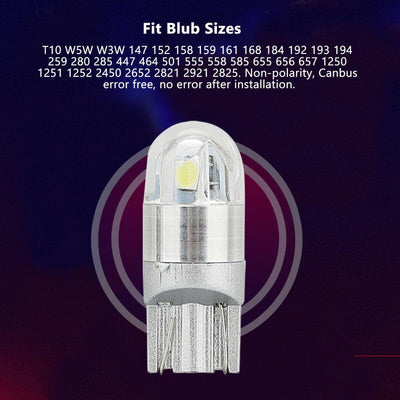 10PCS LED T10 194 168 W5W Canbus 4 Colors Dome License Side Marker Light Bulb 6000K - KinglyDay