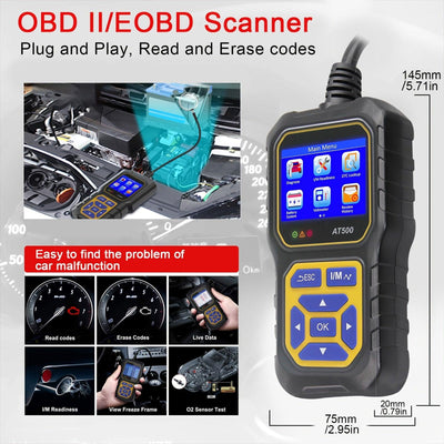Car Code Reader, OBD2 Scanner Check Engine Light Fault Code Reader Scanner CAN Diagnostic Scan Tool For All OBDII Protocol Cars Since1996 - KinglyDay