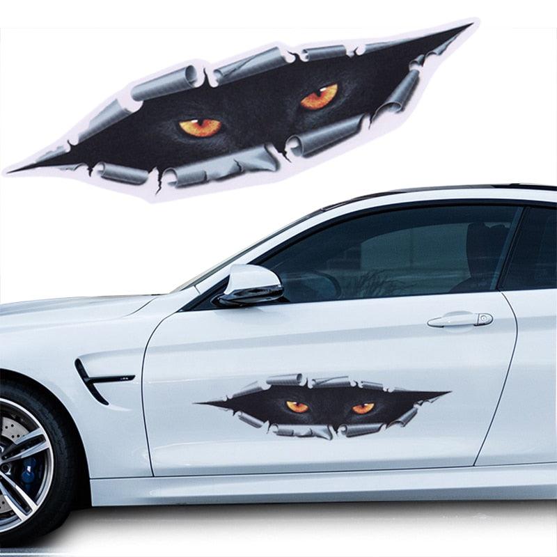 5*17cm Peeking Cat Car Sticker Waterproof Peeking Monster Eye Stikcers Cool Car Decals Auto Accessories Decal Halloween Decor - KinglyDay