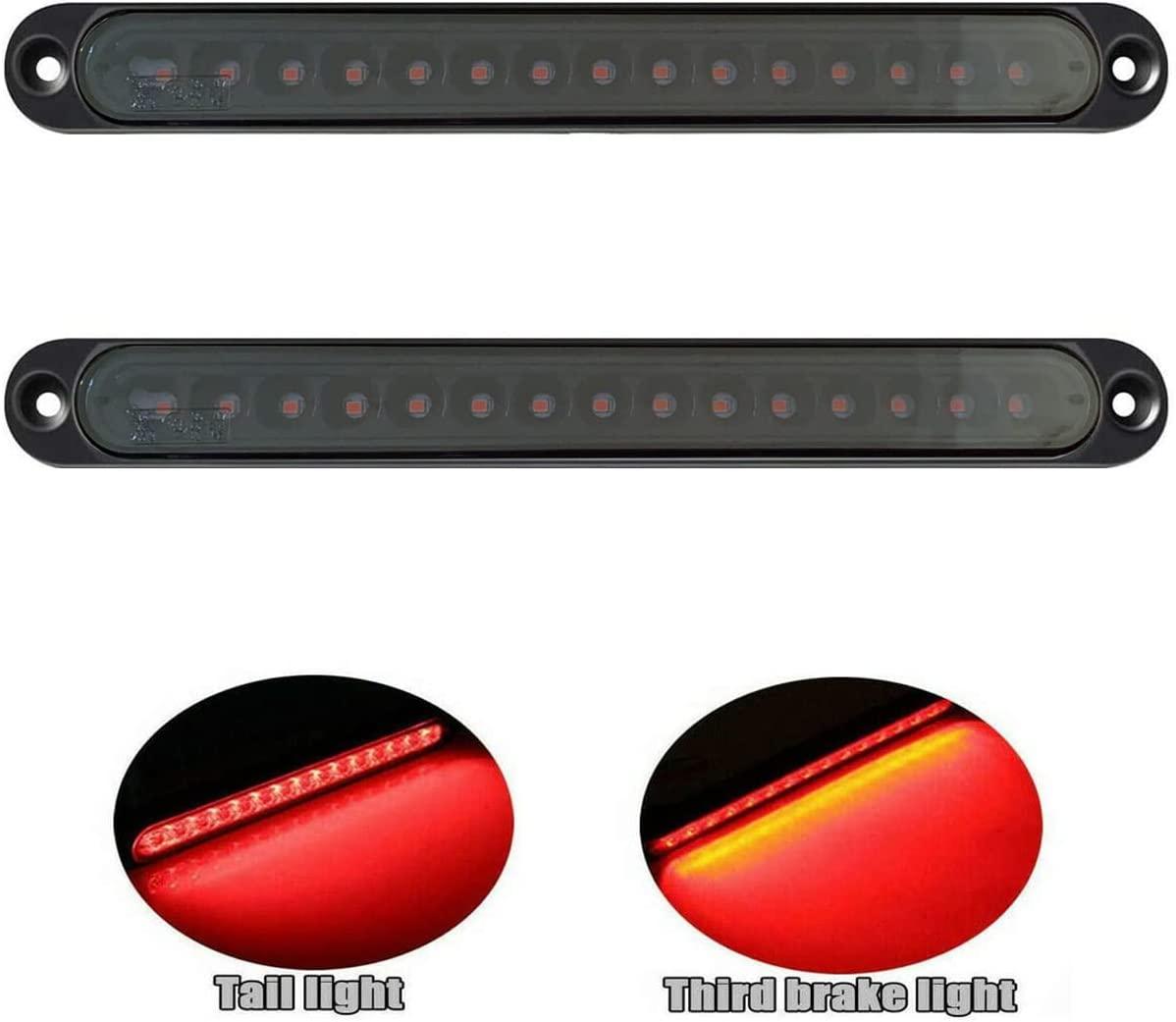 2 Pack 10" 15 LED Trailer Brake Tail Light Bar Stop Turn Tail Lights Assembly Identification Clearance Strip Red Light Waterproof for Truck RV UTV ATV Duty Marine Boats Trucks Pickups - KinglyDay