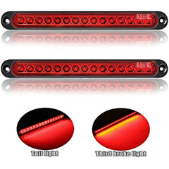 2 Pack 10" 15 LED Trailer Brake Tail Light Bar Stop Turn Tail Lights Assembly Identification Clearance Strip Red Light Waterproof for Truck RV UTV ATV Duty Marine Boats Trucks Pickups - KinglyDay