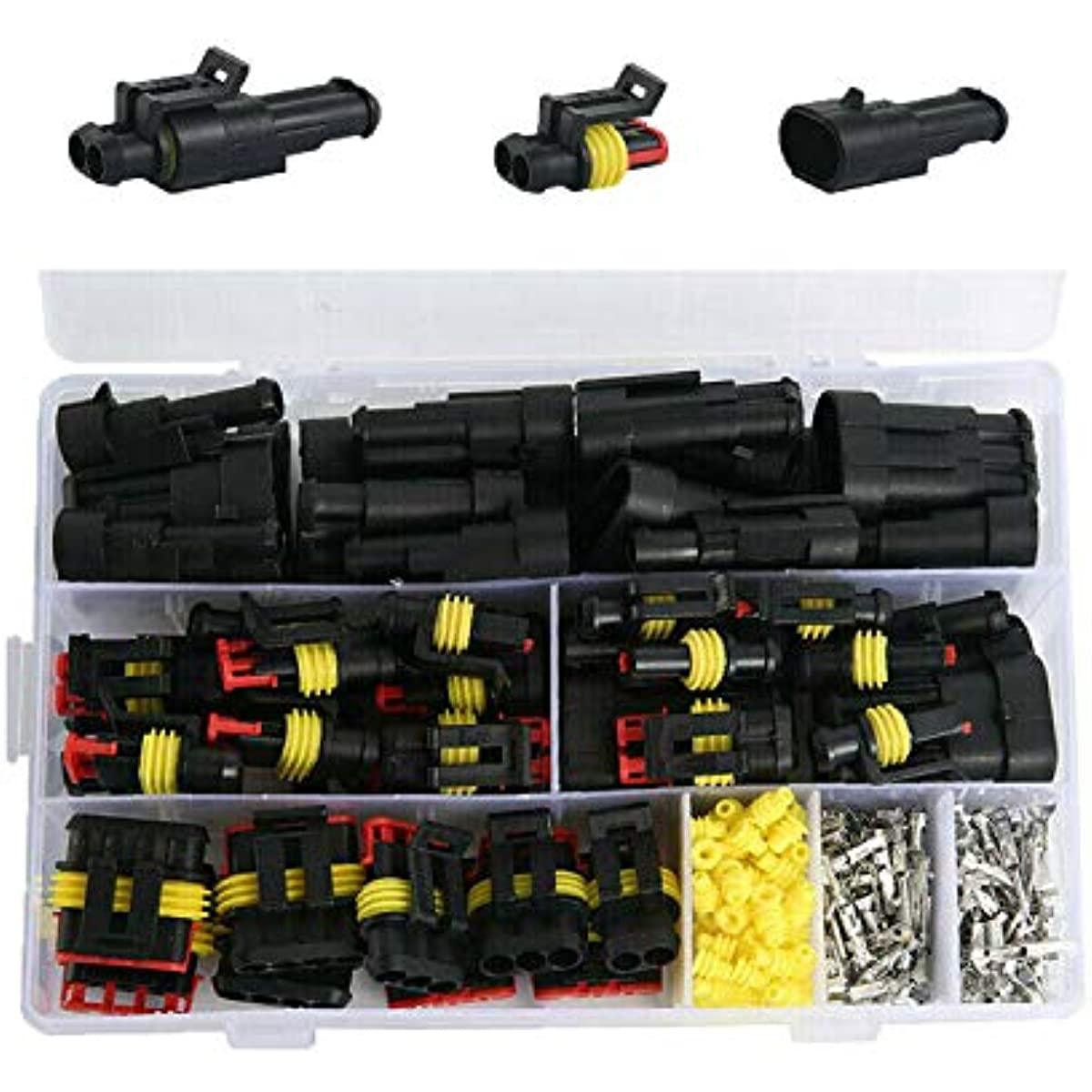 352Pieces Waterproof Wire Connectors Terminals - Automotive Motorcycle Car Truck Boat Electrical Connectors Plug Kit, 1 2 3 4 Pin Harness - KinglyDay