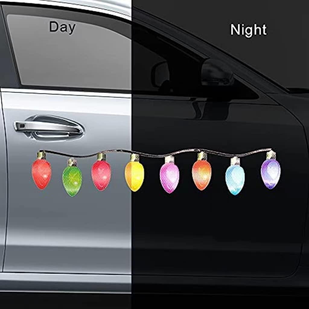 Kinglyday Reflective Light Bulb Magnet Decorations,Reflective Bulb Magnets,Magnetic Reflective Christmas Lights for Car,Car Christmas Light Decals - KinglyDay