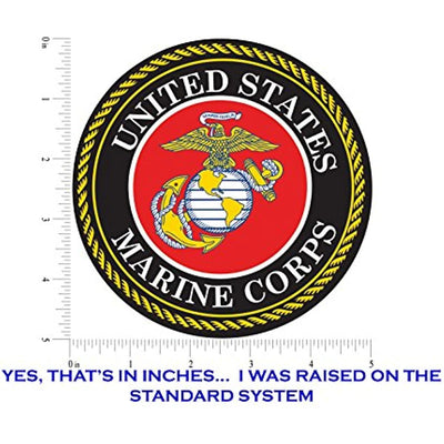 USMC Emblem United States Marine Corps Seal 5" Round Decal Sticker for Cars Trucks Laptops etc. Full Color - KinglyDay