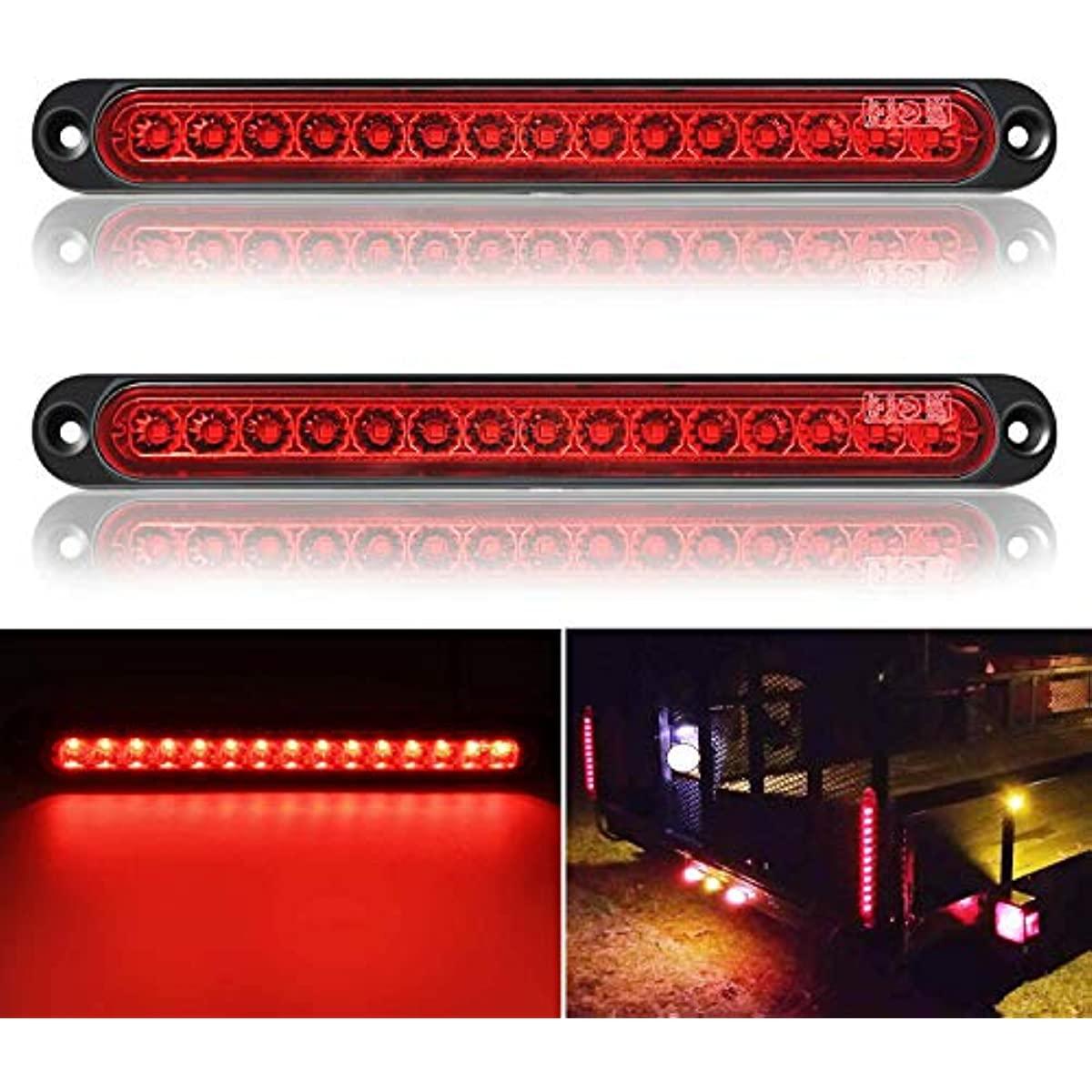 2 Pack 10" 15 LED Trailer Brake Tail Light Bar Stop Turn Tail Lights Assembly Identification Clearance Strip Red Light Waterproof for Truck RV UTV ATV Duty Marine Boats Trucks Pickups - KinglyDay