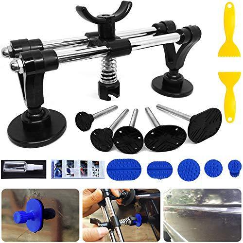 Auto Body Repair Tool Kit, Car Dent Puller with Double Pole Bridge Dent Puller, Glue Puller Tabs, Glue Shovel - KinglyDay