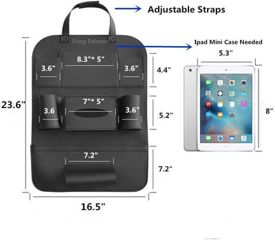 Car Backseat Organizer PU Leather Car Storage Organizer Car Seat Back Protectors with 8 Storage Pockets for Car Travel - KinglyDay